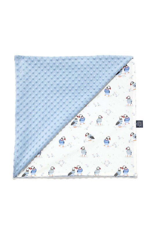 Chłopiec La Millou kocyk niemowlęcy Minky PUFFIN L 131914.Lekki.Koc.Minky. niebieski