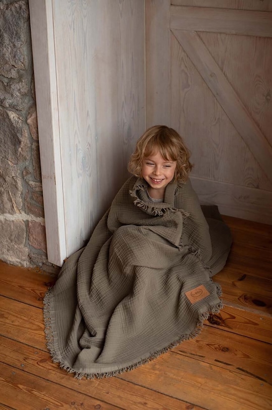 Kojenecká deka La Millou TAUPE zelená 150374.Koc.muslinowy.4.