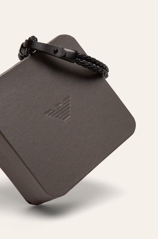 Emporio Armani - Bőr karkötő EGS2477001 fekete AA00