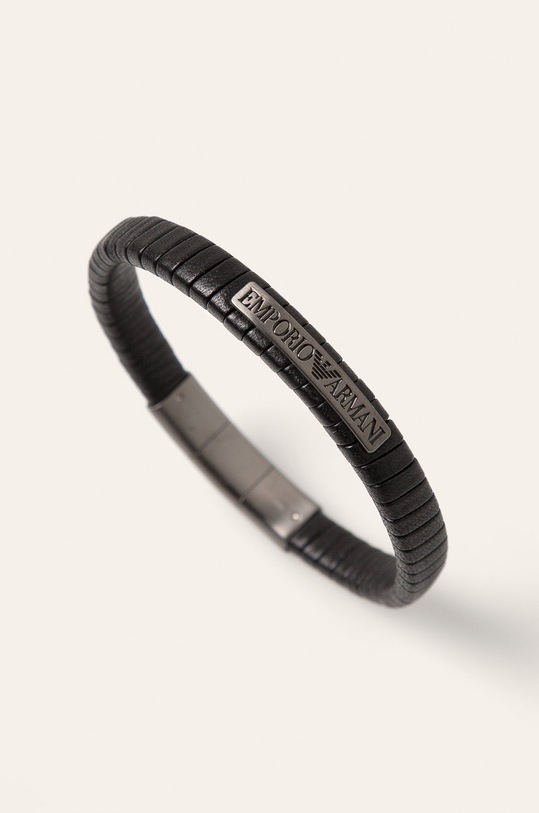 Emporio Armani - Bratara de piele negru EGS2638060