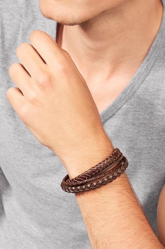 Fossil - Kožený náramok JF85296040 hnedá AA00