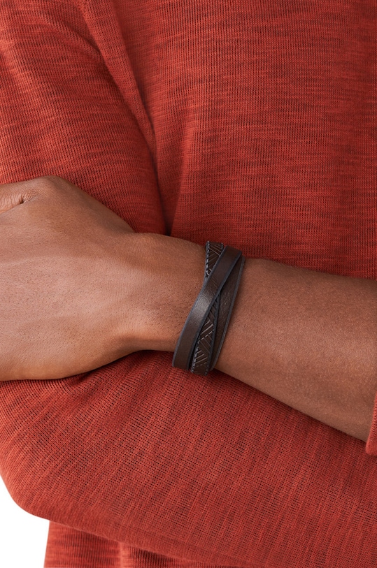 Accesorii Fossil - Bratara de piele JF02999040 maro