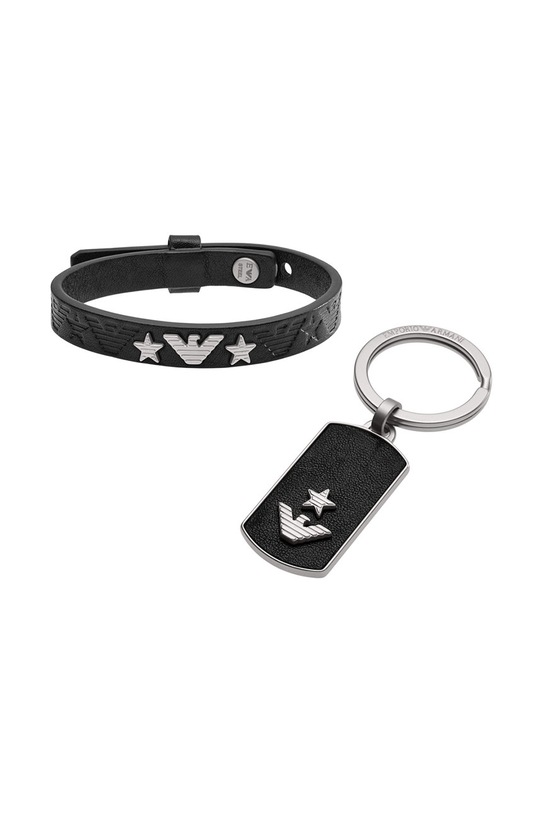 Emporio Armani - Kožený náramek černá EGS2685040