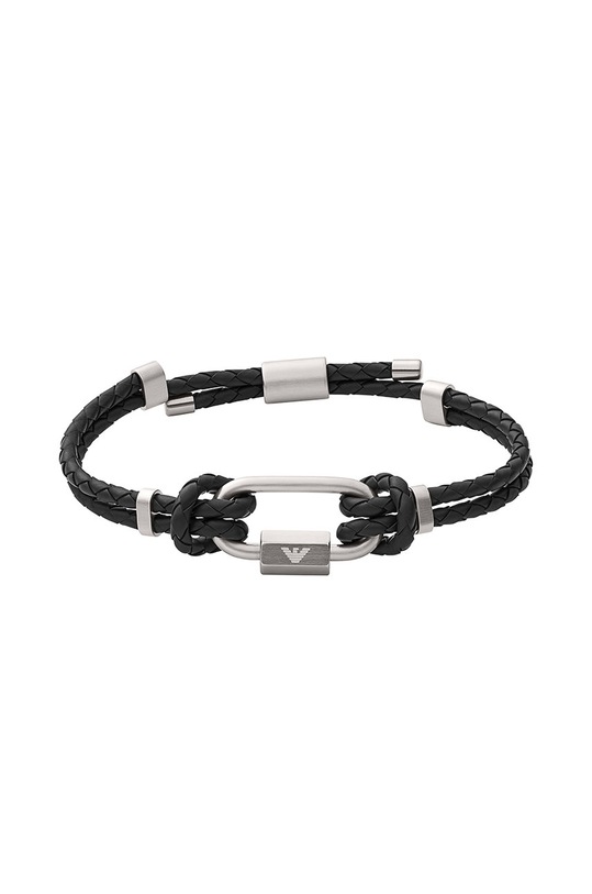 Emporio Armani - Bransoletka skórzana EGS2796040 EGS2796040 czarny AA00