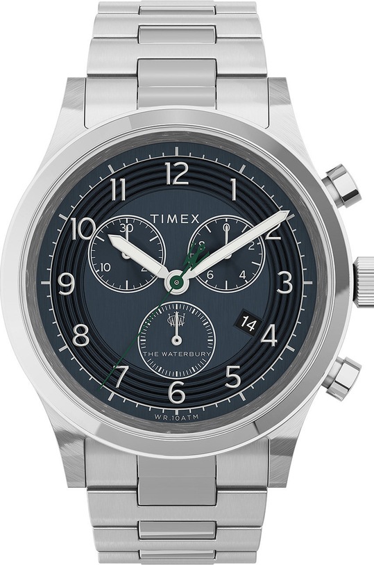 Timex zegarek TW2U90900 Waterbury Traditional Chronograph srebrny TW2U90900