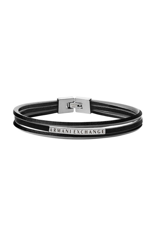 Armani Exchange bőr karkötő fekete AXG0085040