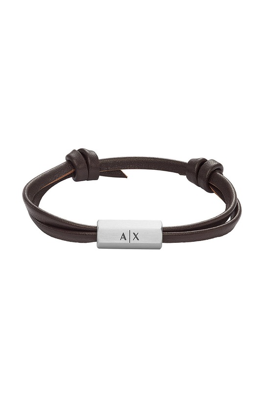 Armani Exchange bransoletka skórzana brązowy AXG0096040