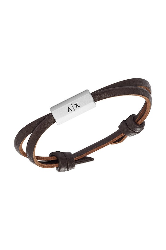 Armani Exchange bransoletka skórzana AXG0096040 brązowy AA00