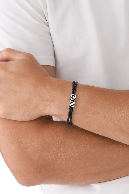 Kiegészítők Diesel bőr karkötő DX1391040 fekete