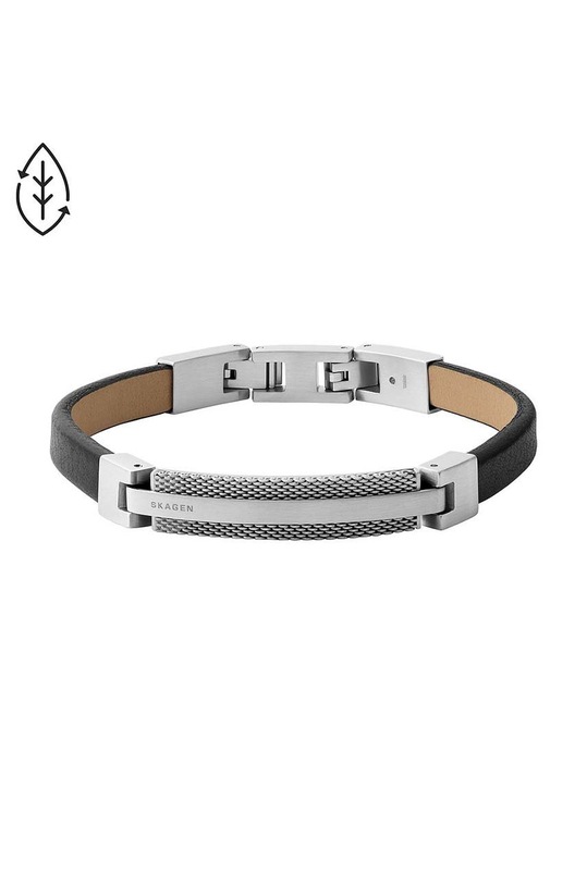 Kožený náramek Skagen stříbrná SKJM0208040