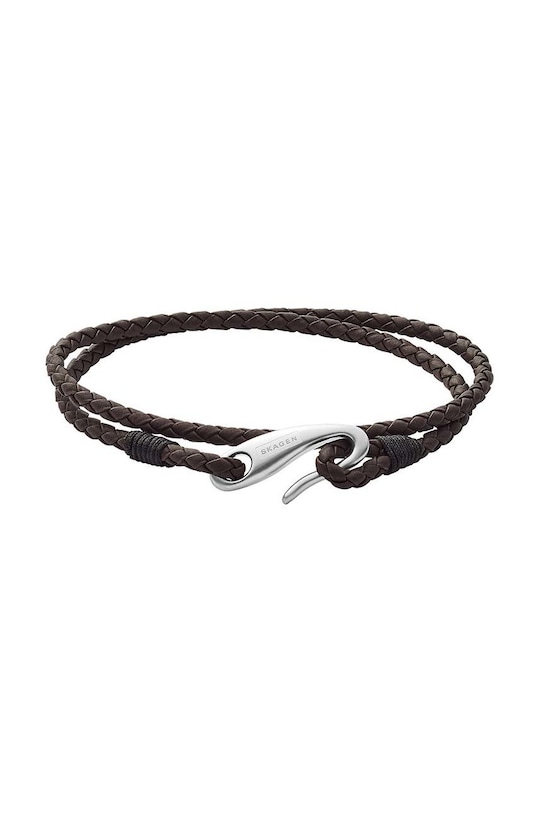 Skagen bransoletka skórzana srebrny SKJM0174040