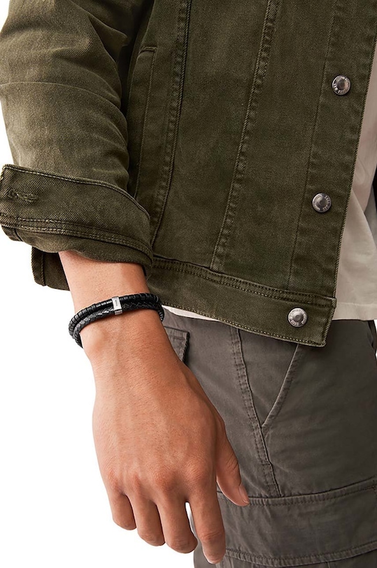 Akcesoria Fossil bransoletka skórzana JF04082040 czarny