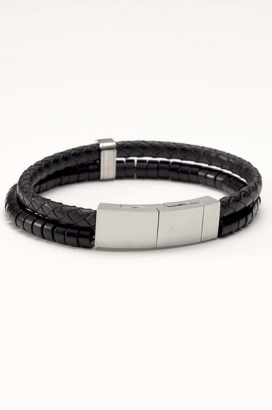 Fossil bransoletka skórzana czarny JF04082040