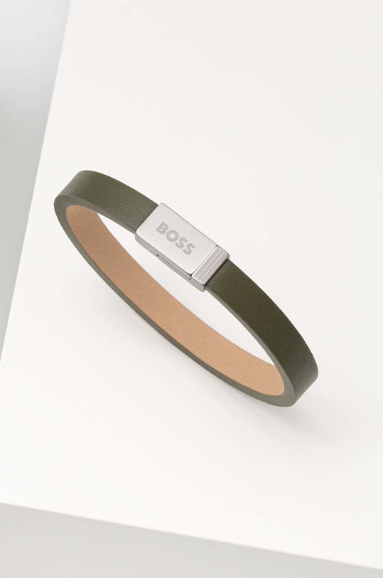 Кожаный браслет BOSS зелёный 1580338S