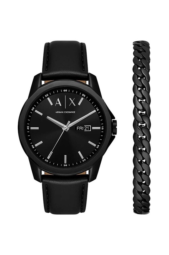 Годинник і браслет Armani Exchange чорний AX7147SET