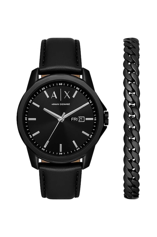 Armani Exchange zegarek i bransoletka czarny AX7147SET