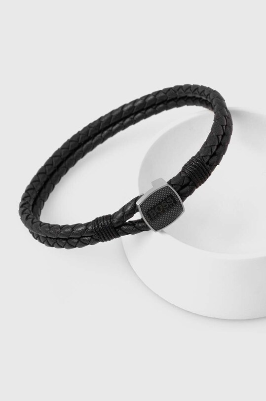 BOSS bratara de piele negru 1580047M
