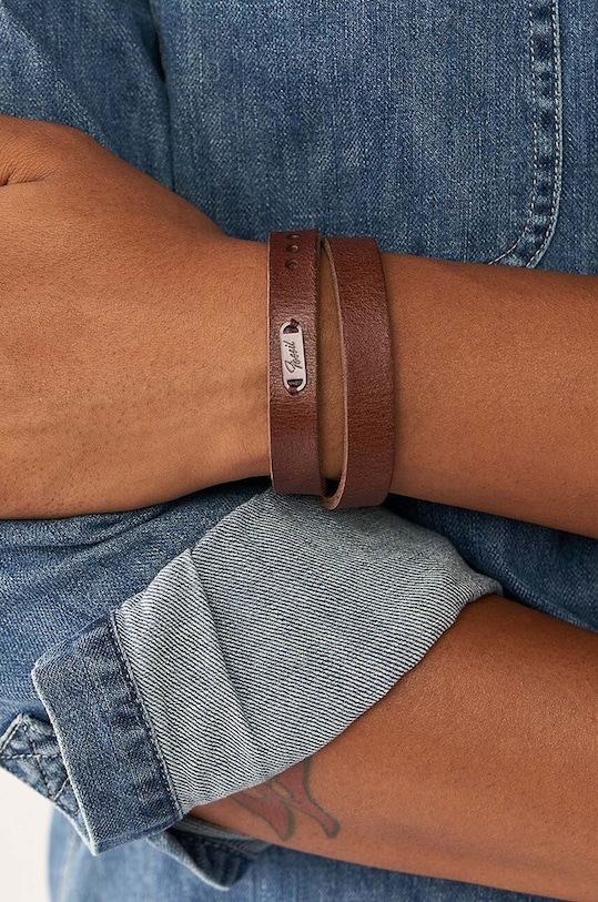 Fossil bőr karkötő JF04127200 barna