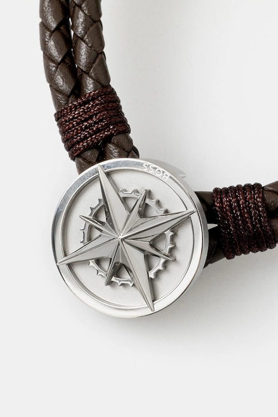 BOSS bransoletka skórzana 1580497M brązowy AA00