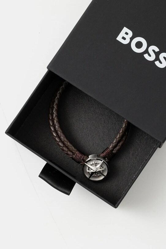 Аксессуары Кожаный браслет BOSS 1580497M коричневый