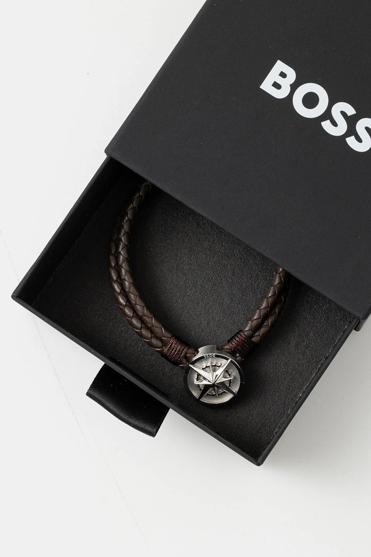 Akcesoria BOSS bransoletka skórzana 1580497M brązowy