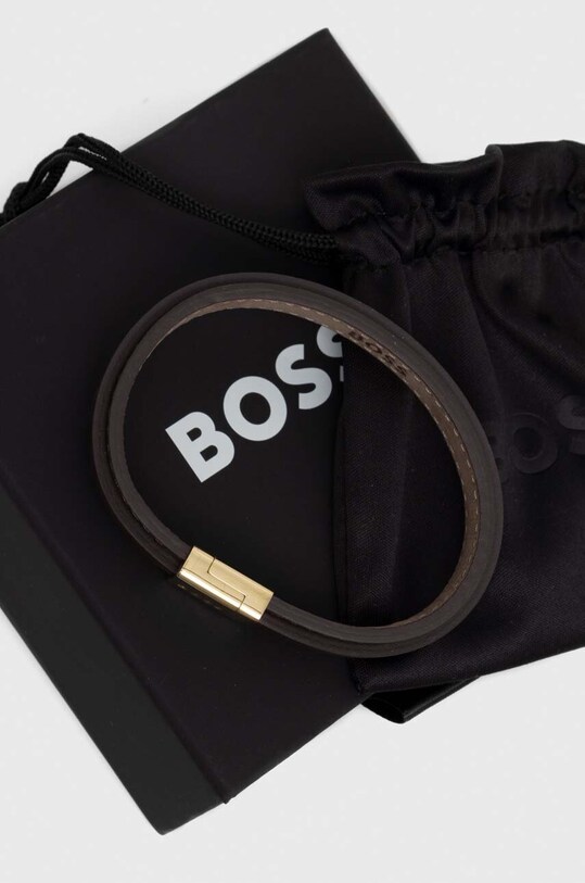 Αξεσουάρ Δερμάτινο βραχιόλι BOSS 1580329S καφέ