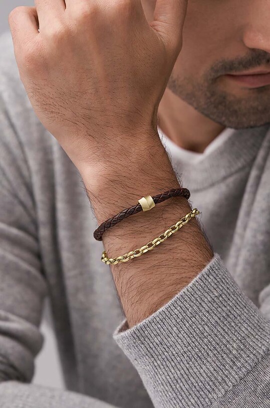 Кожена гривна Fossil JF04555710 кафяв