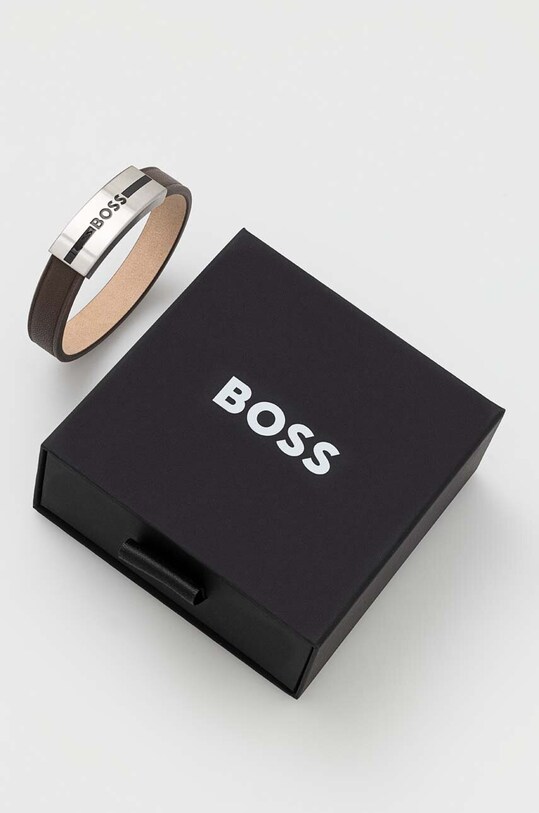 Аксессуары Кожаный браслет BOSS 1580496S коричневый