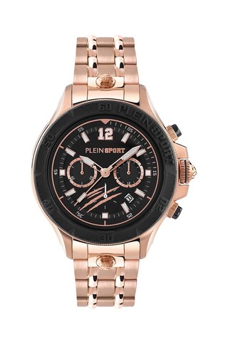 Orologio Uomo Plein Sport TIGERMASTER Al Quarzo: Cassa Acciaio 47mm, Quadrante Nero, Cinturino In Silicone Bianco E Nero