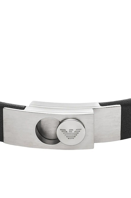 Emporio Armani bőr karkötő EGS3087040 fekete AA00
