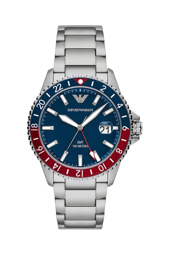 Hodinky Emporio Armani Diver GMT stříbrná AR11590