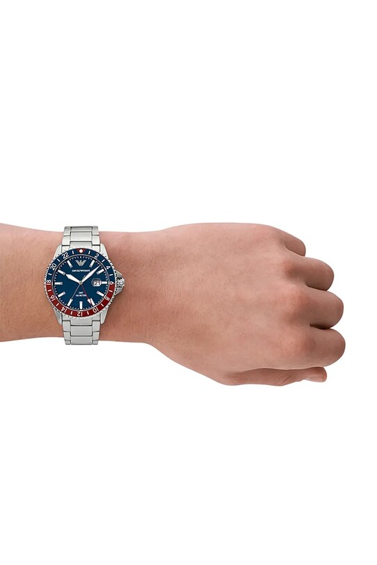 Emporio Armani zegarek Diver GMT AR11590 srebrny