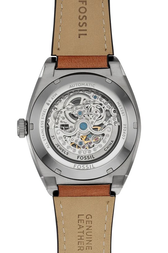 Accesorii Fossil ceas EVERETT AUTOMATIC SKELETON ME3261 maro