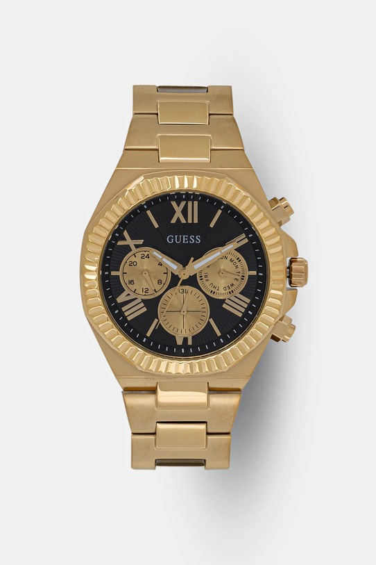 GUESS Orologio Uomo GW0703G5 - Quadrante Nero E Bracciale Dorato, 44mm
