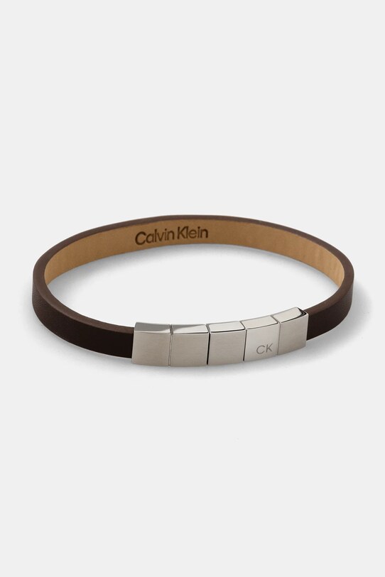 Calvin Klein bransoletka skórzana Gift Box brązowy 35000490