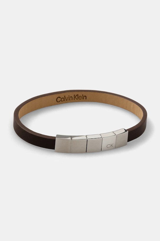 Calvin Klein brățară de piele Gift Box maro 35000490