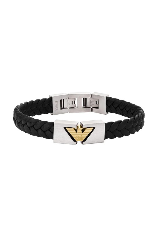 Emporio Armani bransoletka skórzana srebrny EGS3253040