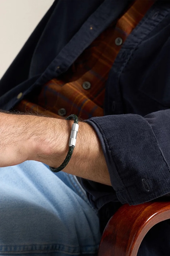 Fossil bransoletka skórzana srebrny JF04919040