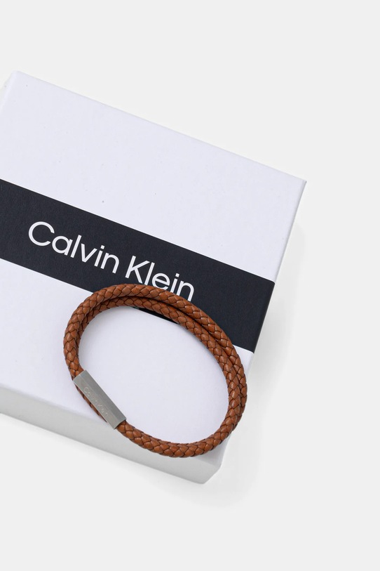 Akcesoria Calvin Klein bransoletka skórzana 35000210 brązowy