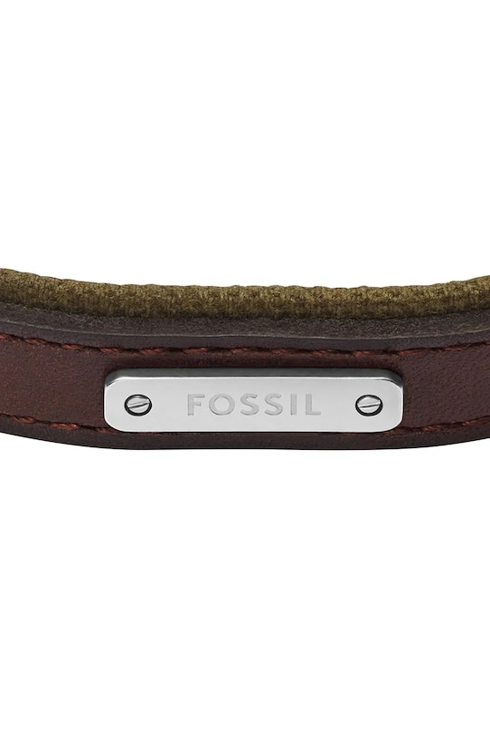 Fossil bransoletka męska skórzana bez kamienia Everett JA7315998 złoty AA00