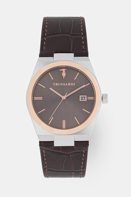 Trussardi set ceas și brățară pentru bărbați T-MILANO R2451175001 maro AA00