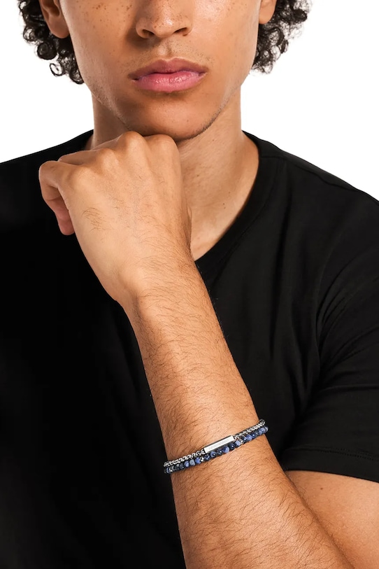 Emporio Armani brățară pentru bărbați, din oțel inoxidabil Eagle Logo argintiu EGS3323040