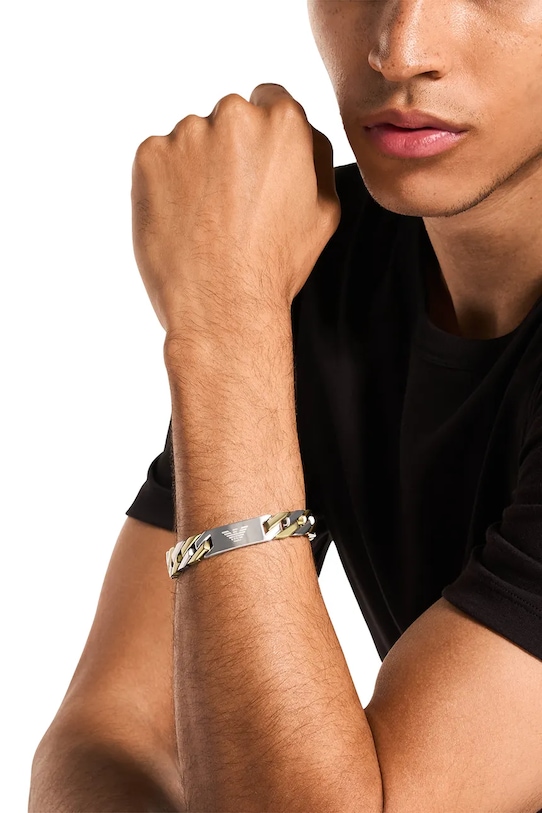 Emporio Armani brățară pentru bărbați, din oțel inoxidabil Eagle Logo multicolor EGS3314040
