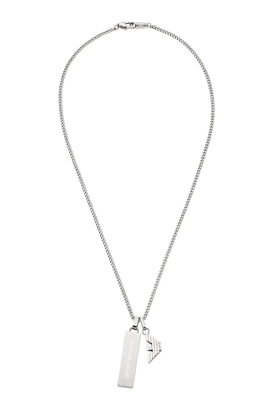 Emporio Armani colier cu pandantiv pentru bărbați, din oțel inoxidabil Eagle Logo EGS3306040 argintiu AA00