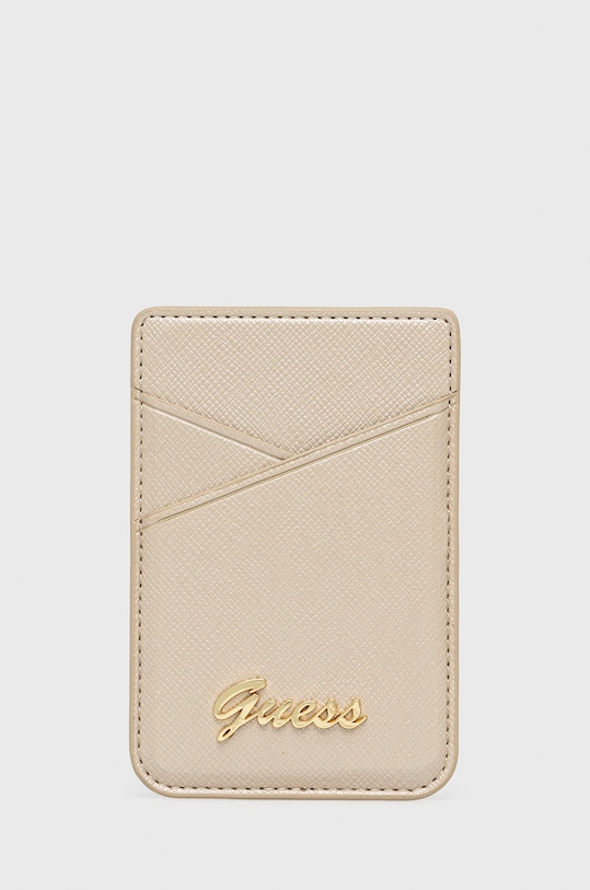 Guess Suport pentru card magnetic imitatie de piele aur GUWMSSASLGO