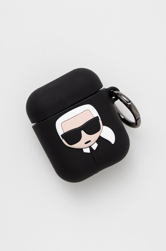Karl Lagerfeld Pokrowiec na Airpods KLACCSILKHBK czarny KLACCSILKHBK