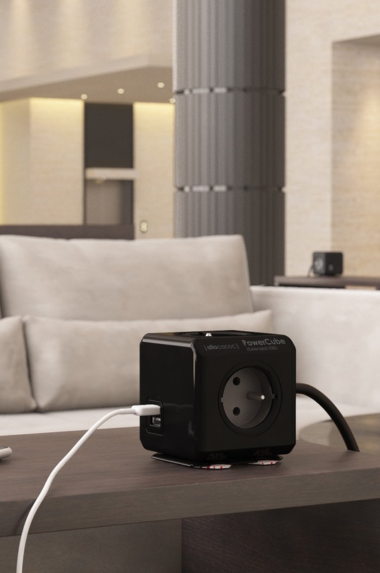 Allocacoc - Zásuvka PowerCube Extended USB BLACK 3 m. 2404BK/FREUPC čierna AA00