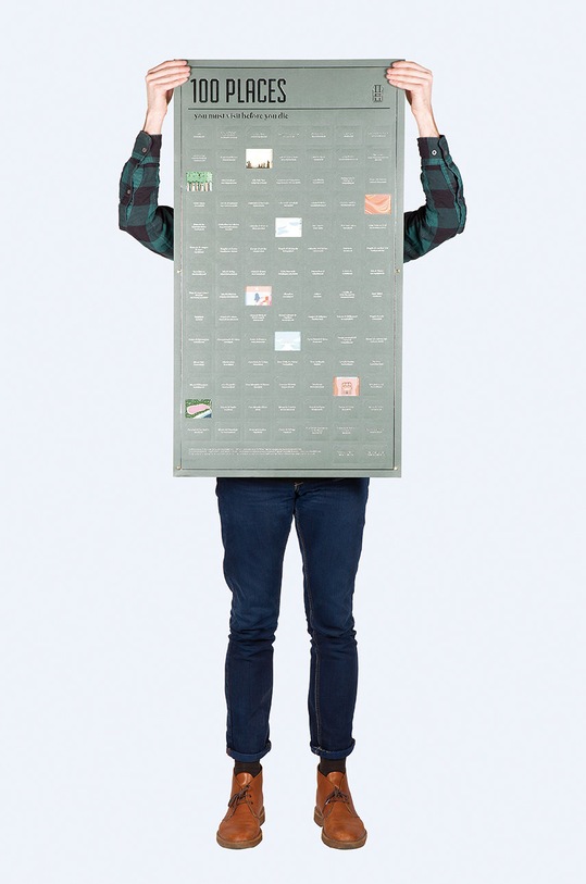 DOIY plakat 100 Places You Must Visit Before You Die zielony DYPOSTPLE