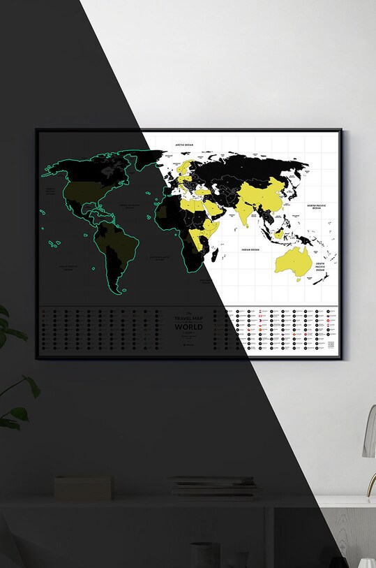 1DEA.me mapa-zdrapka świecąca w ciemności Travel Map-Glow World GW biały AA00