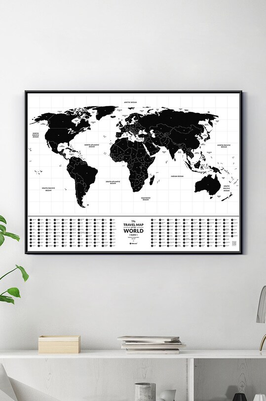 Salon i sypialnia 1DEA.me mapa-zdrapka świecąca w ciemności Travel Map-Glow World GW biały